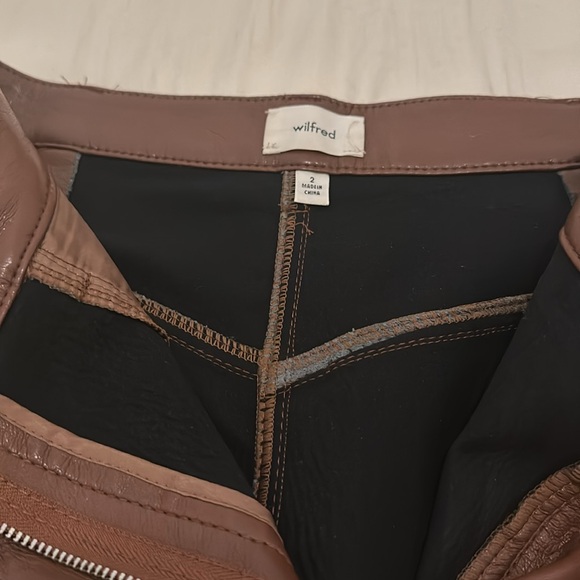 Aritzia Wilfred brown leather straight leg pants EUC - Picture 4 of 4